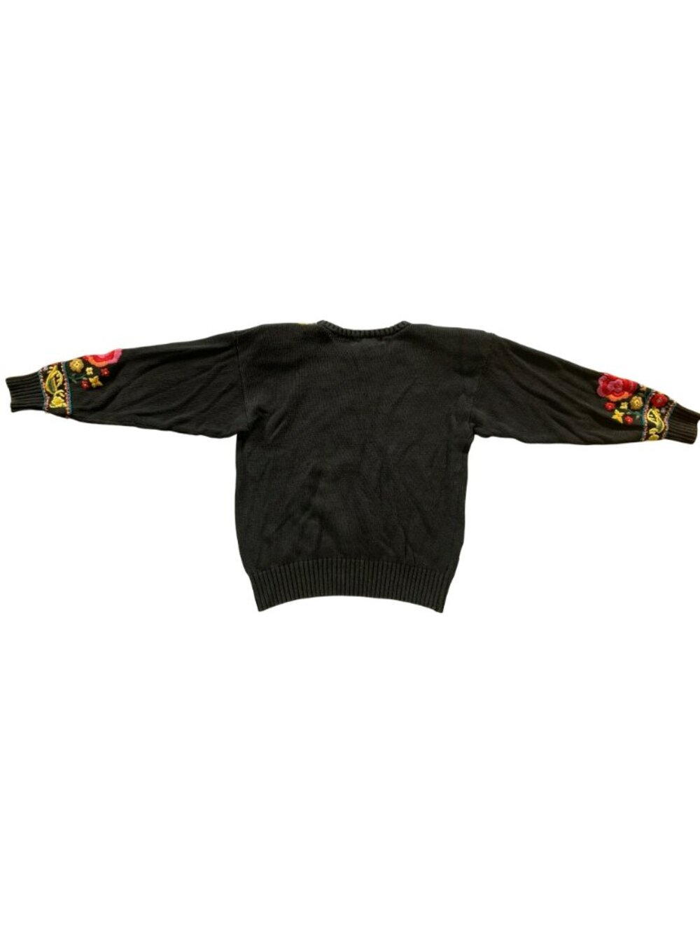 Vintage Sweater Essence Cottagecore Grannycore Floral Crewel Y2K 80's 90's LARGE - Picture 9 of 11